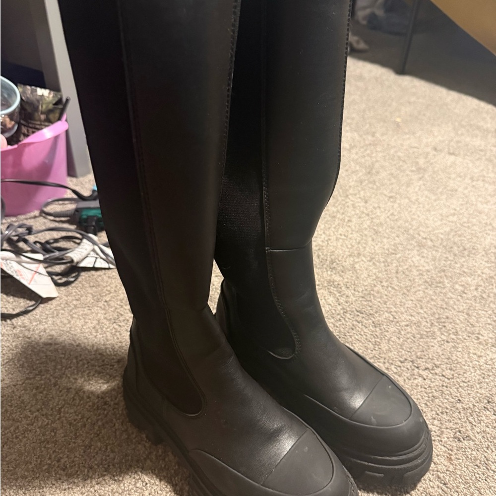 Ganni Black Over the Knee Boots